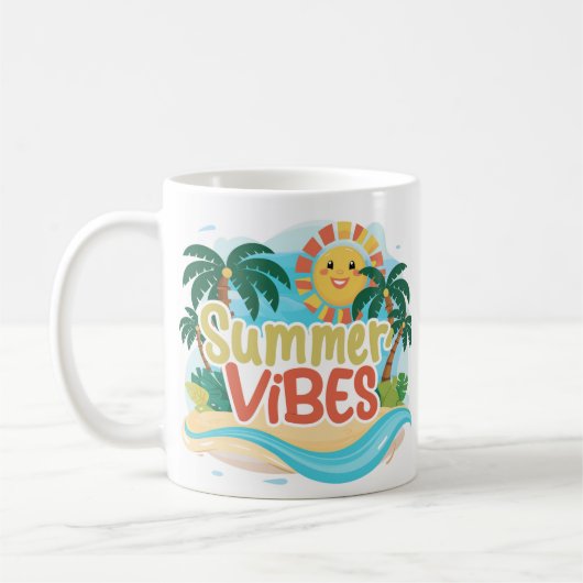 Sunny Beach Summer Vibes Kleurrijke Mok (Links)