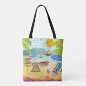 Sunny Beach Town Vakantie Toerist Tote Bag (Achterkant)