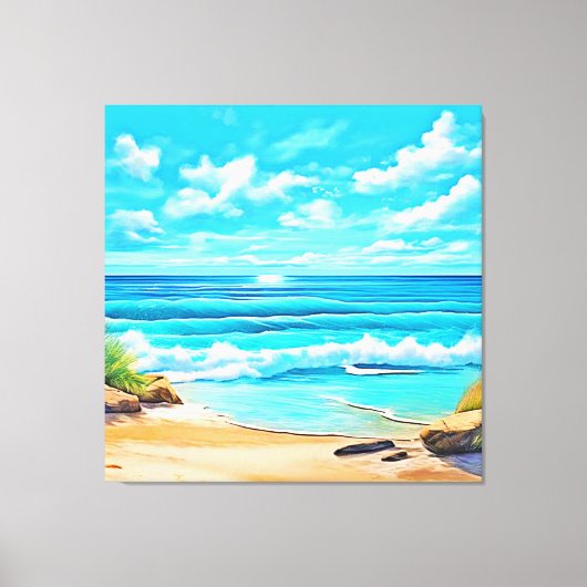 Sunny Beach Waves Design Canvas Afdruk (Voorkant)