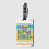Sunny Beach Waves Happy Feet Word Puzzle Bagagelabel (Voorkant (verticaal))