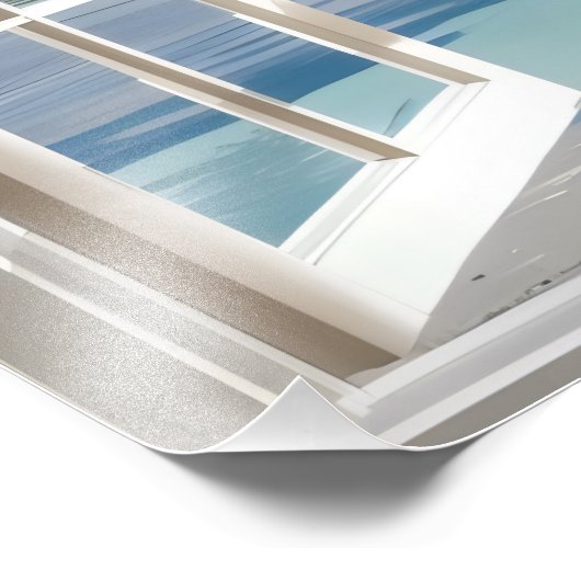 Sunny Beach Window Uitzicht Foto Afdruk (Hoek)