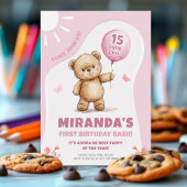 Sunny Beer Pink Balloon eerste verjaardag Kaart