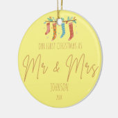 Sunny Beginnings - Mr & Mrs Eerste Kerstmis Keramisch Ornament (Links)