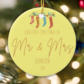 Sunny Beginnings - Mr & Mrs Eerste Kerstmis Keramisch Ornament
