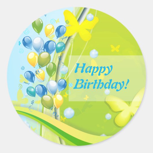Sunny Birthday Ronde Sticker (Voorkant)