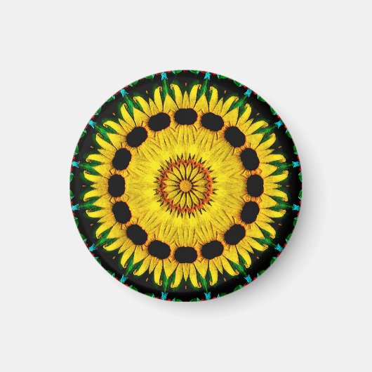 Sunny Black Eyed Susan Rudbeckia Mandala Abstract Magneet (Voorkant)