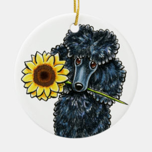 Sunny Black Miniature Poodle - Gepersonaliseerd Keramisch Ornament