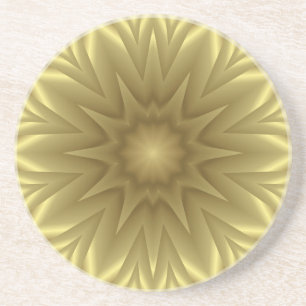 Sunny Bliss: Golden Yellow Floral Sjabloon Zandsteen Onderzetter