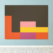 Sunny Blocks Bruin en Oranje Canvas Afdruk (Insitu (Houten vloer))