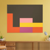 Sunny Blocks Bruin en Oranje Canvas Afdruk (Insitu (Woonkamer))