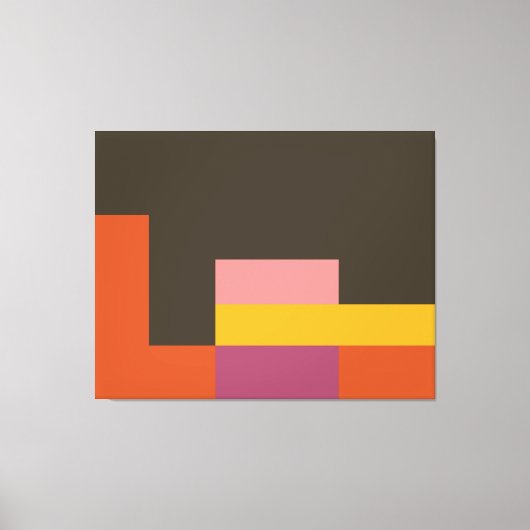 Sunny Blocks Bruin en Oranje Canvas Afdruk (Voorkant)