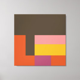 Sunny Blocks Bruin en Oranje Canvas Afdruk