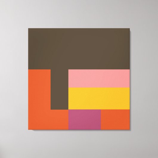 Sunny Blocks Bruin en Oranje Canvas Afdruk (Voorkant)