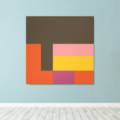 Sunny Blocks Bruin en Oranje Canvas Afdruk (Insitu (Houten vloer))