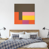 Sunny Blocks Bruin en Oranje Canvas Afdruk (Insitu (Slaapkamer))