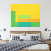 Sunny Blocks Green & Yellow Canvas Afdruk (Insitu (Slaapkamer))