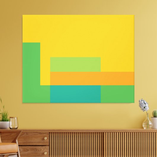 Sunny Blocks Green & Yellow Canvas Afdruk (Insitu (Woonkamer))