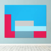Sunny Blocks Red en Blue Canvas Afdruk (Insitu (Houten vloer))