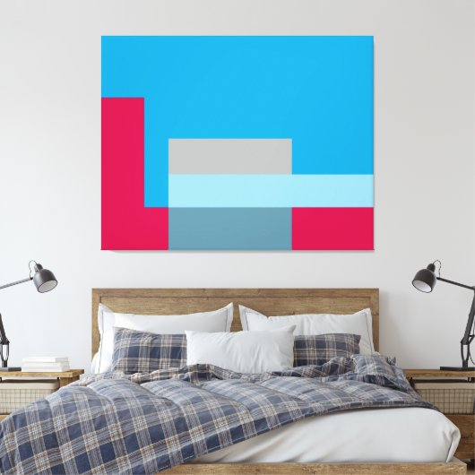 Sunny Blocks Red en Blue Canvas Afdruk (Insitu (Slaapkamer))