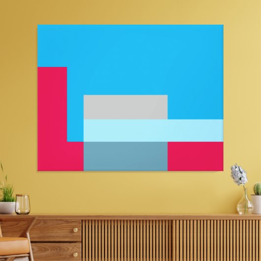 Sunny Blocks Red en Blue Canvas Afdruk (Insitu (Woonkamer))