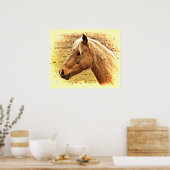 Sunny Blonde and Brown Horse Animal Poster (Keuken)