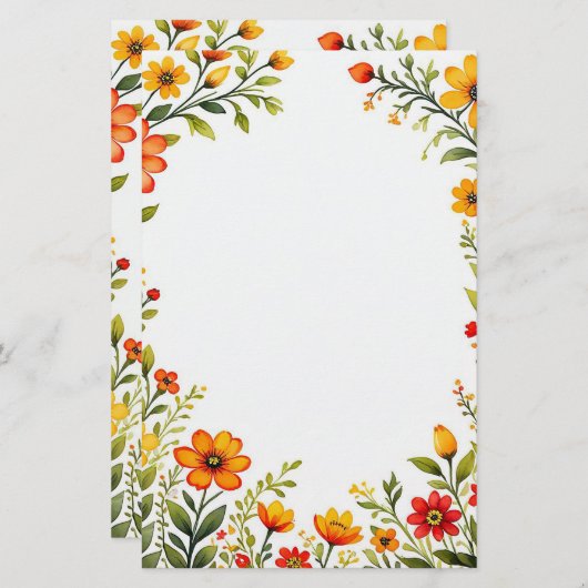 Sunny Blooms Briefpapier (Voorkant / Achterkant)