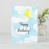 Sunny Blue Summer Sky met Clouds Birthday Wishes (Staand voorkant)