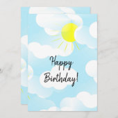 Sunny Blue Summer Sky met Clouds Birthday Wishes (Voorkant / Achterkant)