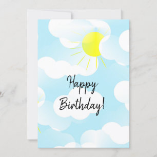 Sunny Blue Summer Sky met Clouds Birthday Wishes