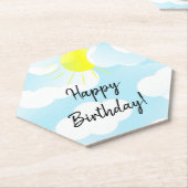 Sunny Blue Summer Sky met Clouds Birthday Wishes Kartonnen Onderzetters (Schuin)