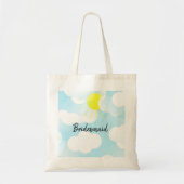 Sunny Blue Summer Sky met Clouds Bridesmaid Name Tote Bag (Voorkant)