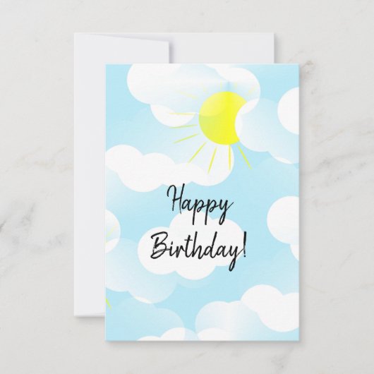 Sunny Blue Summer Sky met Clouds Happy Birthday Kaart (Voorkant)