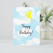 Sunny Blue Summer Sky met Clouds Happy Birthday Kaart (Staand voorkant)