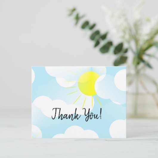 Sunny Blue Summer Sky met Clouds Hartelijk dank Briefkaart (Staand voorkant)