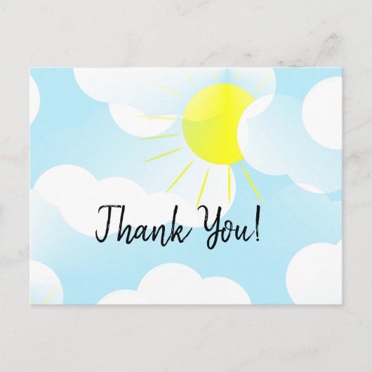 Sunny Blue Summer Sky met Clouds Hartelijk dank Briefkaart (Voorkant)