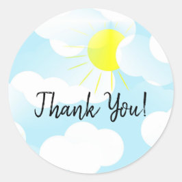 Sunny Blue Summer Sky met Clouds Hartelijk dank Ronde Sticker