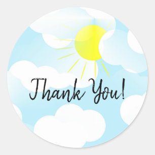 Sunny Blue Summer Sky met Clouds Hartelijk dank Ronde Sticker
