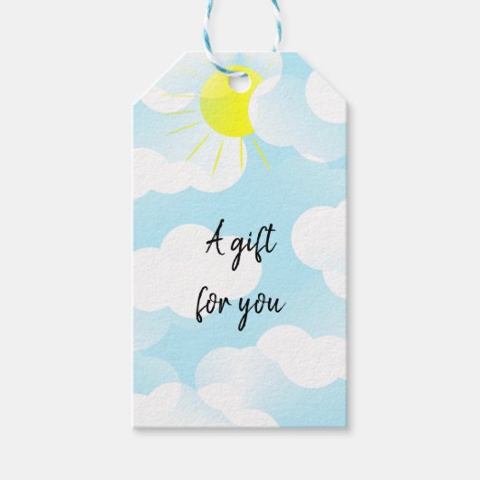 Sunny Blue Summer Sky met wolken Cadeaulabel (Voorkant)