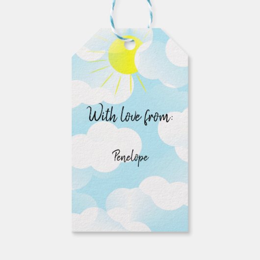 Sunny Blue Summer Sky met wolken Cadeaulabel (Achterkant)