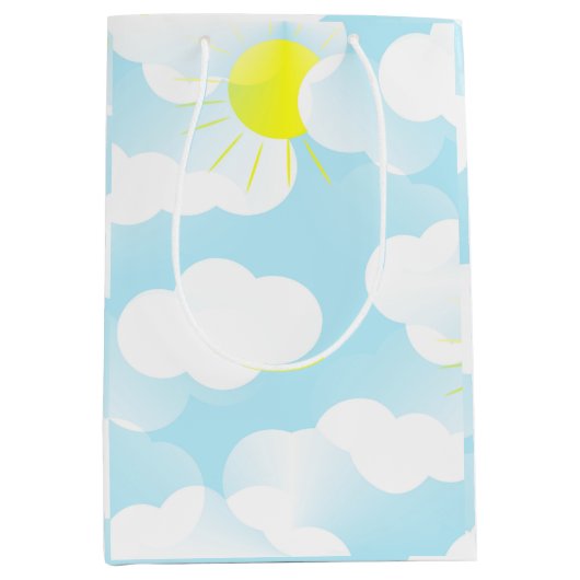 Sunny Blue Summer Sky met wolken Medium Cadeauzakje (Voorkant)