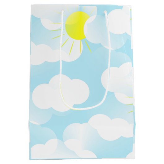Sunny Blue Summer Sky met wolken Medium Cadeauzakje (Achterkant)