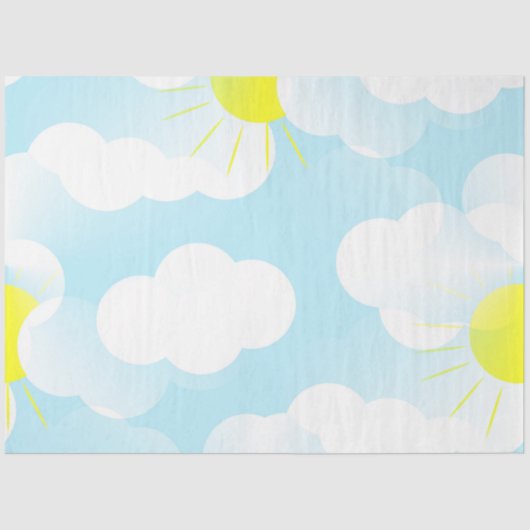 Sunny Blue Summer Sky met wolkendebreuk Tissuepapier (Voorkant)