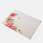 Sunny Blush Pink Flowers Butterfly Waterverf Deurmat (Schuin)