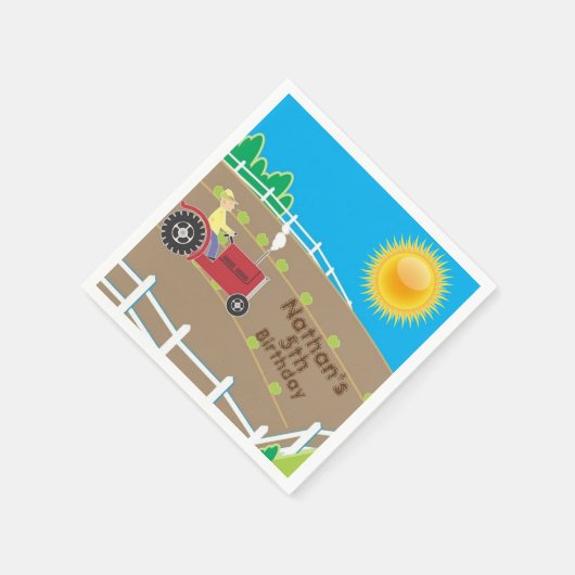 Sunny Boerderij Tractor Custom Kids Birthday Servet (Hoek)