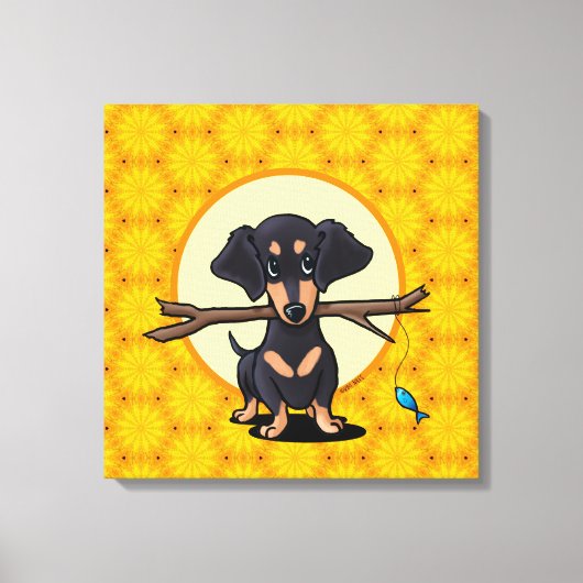 Sunny Boho Dachshund Dog Canvas Afdruk (Voorkant)