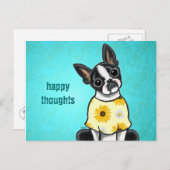 Sunny Boston Terrier Custom Message Briefkaart (Voorkant / Achterkant)