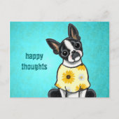 Sunny Boston Terrier Custom Message Briefkaart (Voorkant)