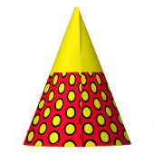 Sunny Bright 60s Lemon Yellow Red Tiled Bold Stipp Feesthoedjes (Achterkant)