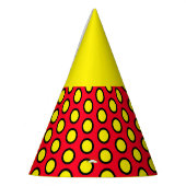 Sunny Bright 60s Lemon Yellow Red Tiled Bold Stipp Feesthoedjes (Links)