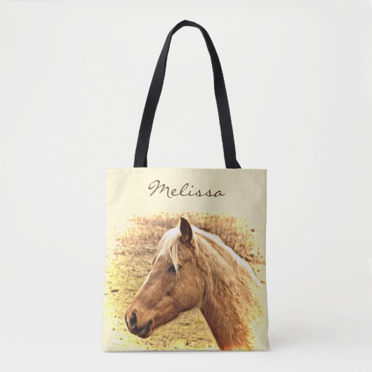 Sunny Brown Gold Horse Animal Canvas tas (Voorkant)